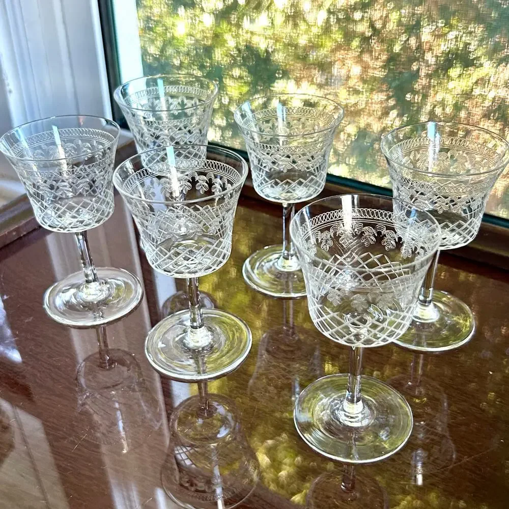Vintage Pall Mall Lady Hamilton Crystal Liqueur Glasses Set of 6